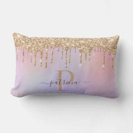 Almofada Lombar Glam Gold Glitter Gotejamento Monograma Elegante A