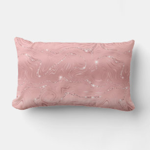 Almofada Lombar Glitor de prata rosa de luxo chic
