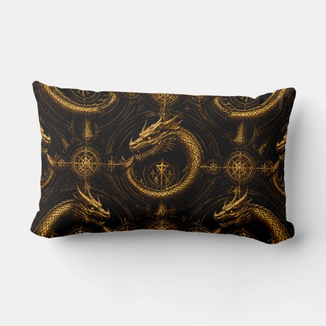 Almofada Lombar Golden Dragon Dark Fantasy Pillow (Verso)
