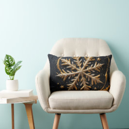 Almofada Lombar Golden Snowflake Glamour Throw Pillow