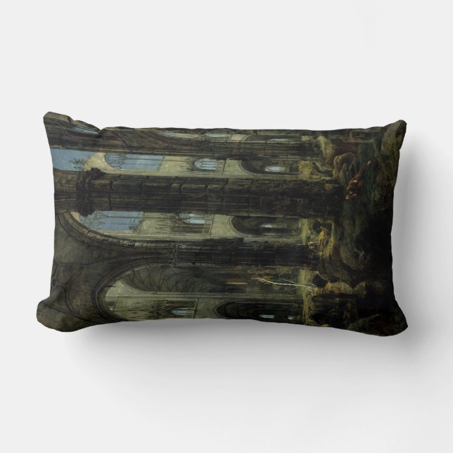 Almofada Lombar Gótica Church Ruins (por Carl Blechen) (Frente)