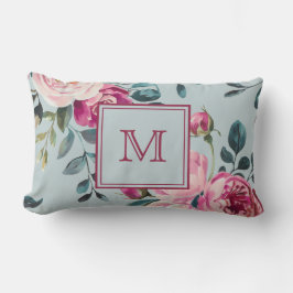 Almofada Lombar Grandmillennial Dusty Rose Floral Custon Monogram