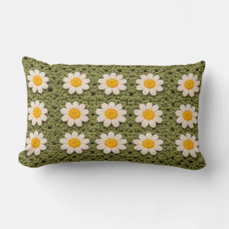 Almofada Lombar Granny Daisy Aestethic Croche Pattern Floral Retro