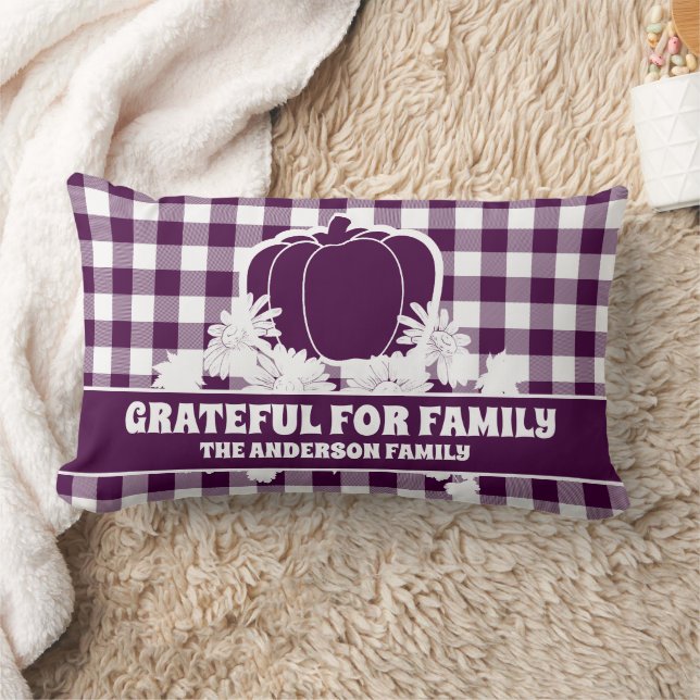 Almofada Lombar Grateful Family Purple Xadrez Queda Vinhas De Abób (Cobertor)