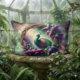 Almofada Lombar Grinalda Floral Pavão Encantado