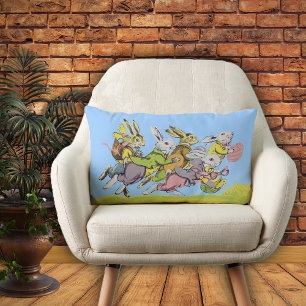 Almofada Lombar Grupo de roupa Pastel dos coelhos da páscoa na