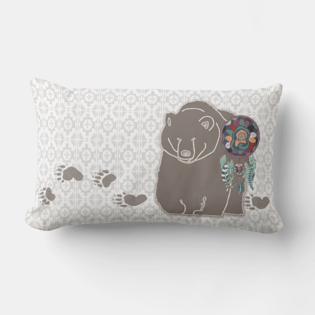 Almofada Lombar Guia Nativo do Espírito do Urso Americano com Rast (Frente)