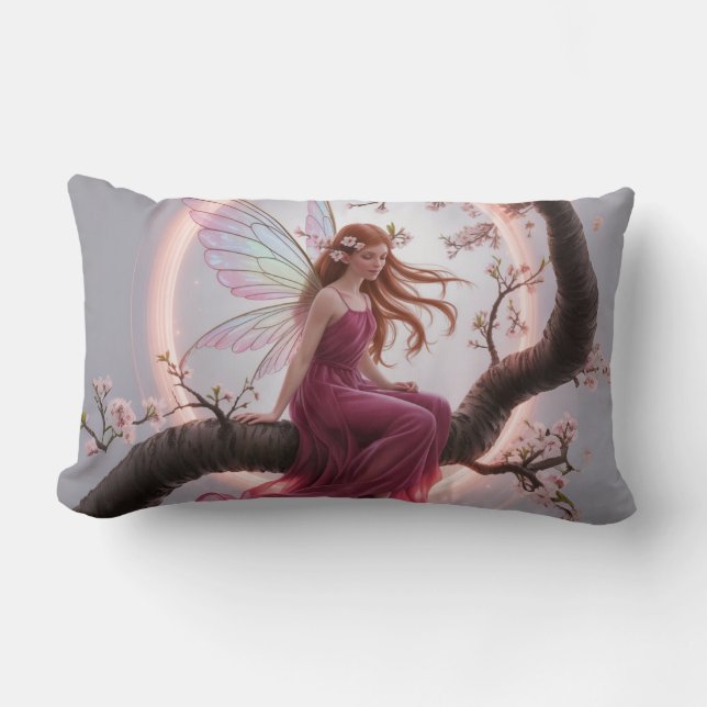 Almofada Lombar Hada mágica entre flores de cerezo – Ilustración d (Frente)