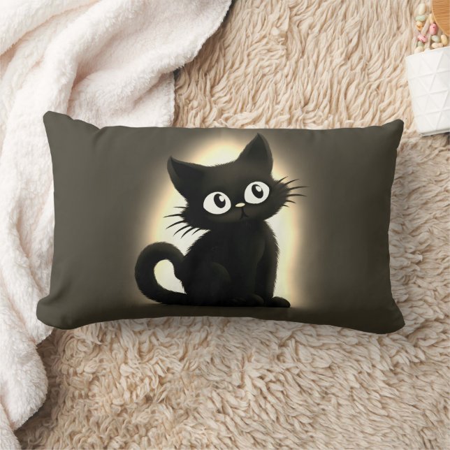 Almofada Lombar Halloween de Gato Negro Moderno (Cobertor)