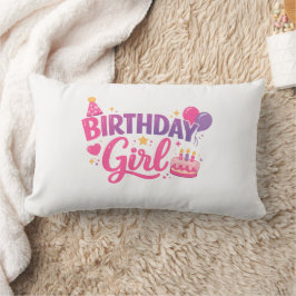 Almofada Lombar Happy Birthday Girl Pillow Cute Party