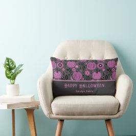 Almofada Lombar Happy Halloween Purple Pumpkin Family Name