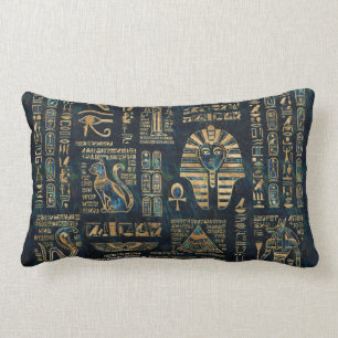 Almofada Lombar Hieroglyphs e deidades egípcios - olmo e ouro