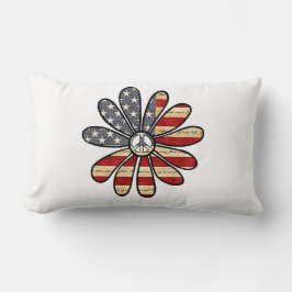 Almofada Lombar Hippie Flower Power Sign American Flag