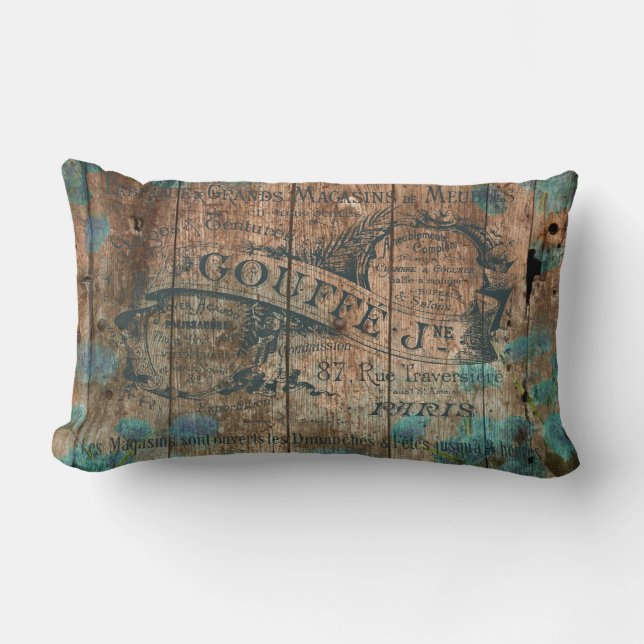 Almofada Lombar Histórico francês de turquesa do marrom do erro (Frente)