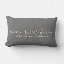 Almofada Lombar Home & Address do Home Sweet | Script | CINZAS