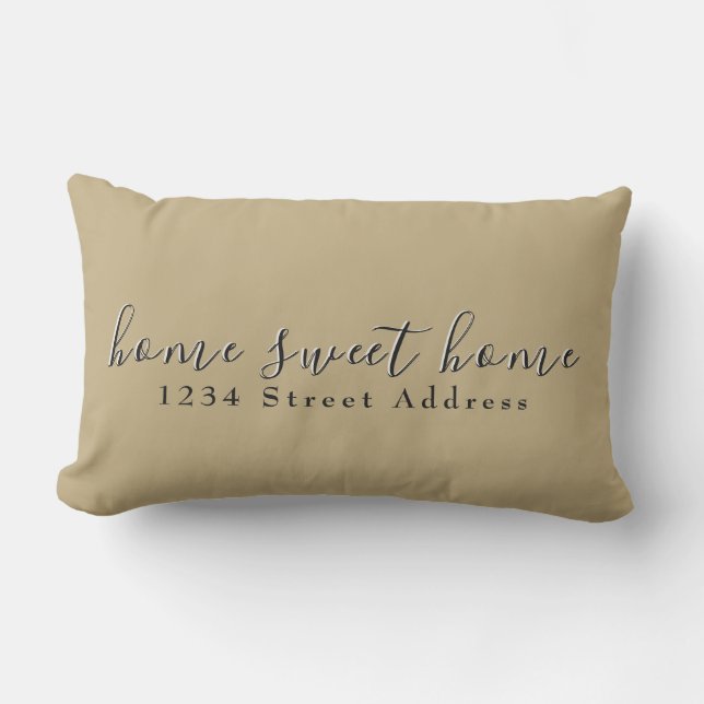 Almofada Lombar Home & Address do Home Sweet | Script | Tom e pret (Frente)