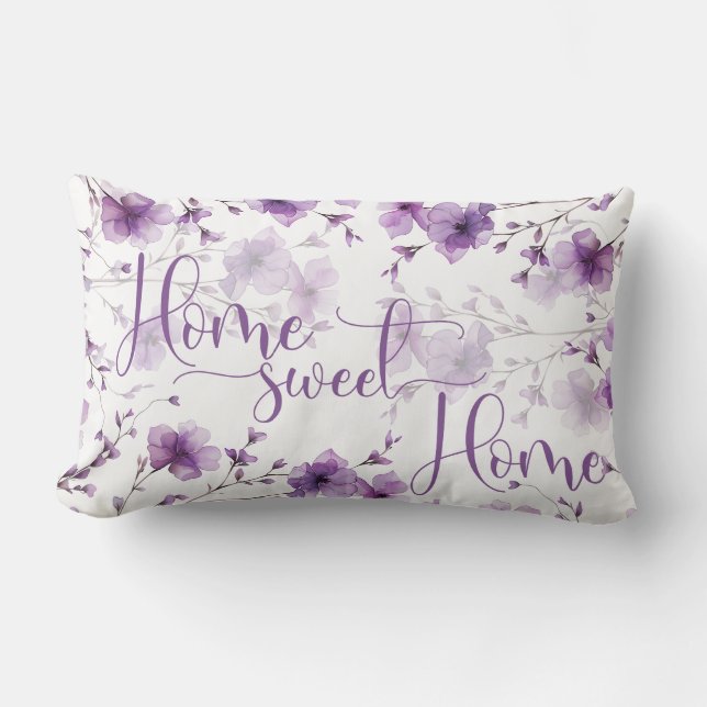 Almofada Lombar Home Sweet Home Floral Travesseiro decorativo - Du (Frente)
