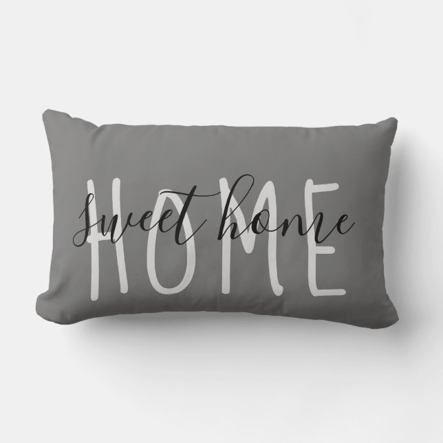 Almofada Lombar Home Sweet Home Rustic Modern Cinzas (Frente)