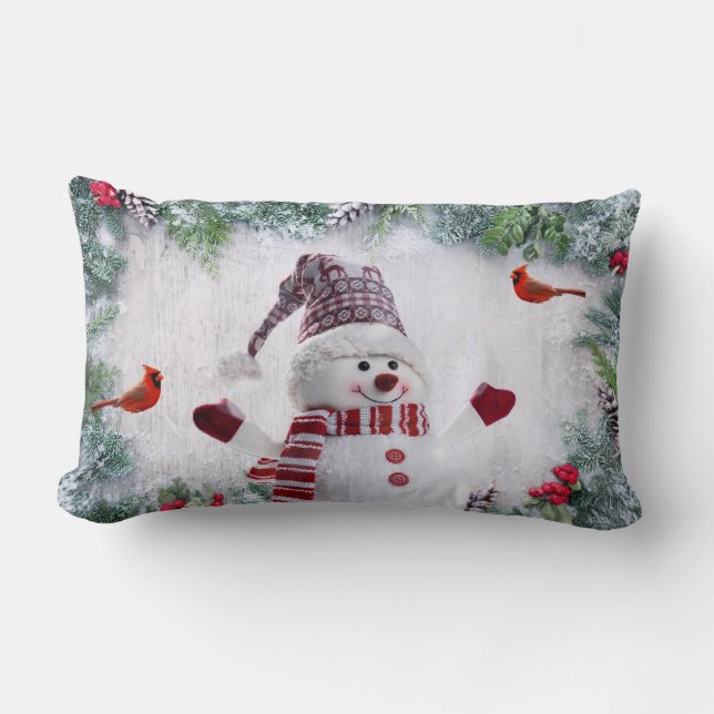 Almofada Lombar Homem de neve de lado duplo e travesseiro de pássa (Frente)