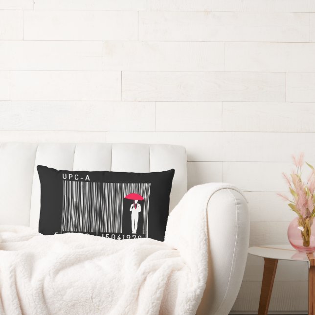 Almofada Lombar Homem Elegante segurando um código de barras guard (Sofá)