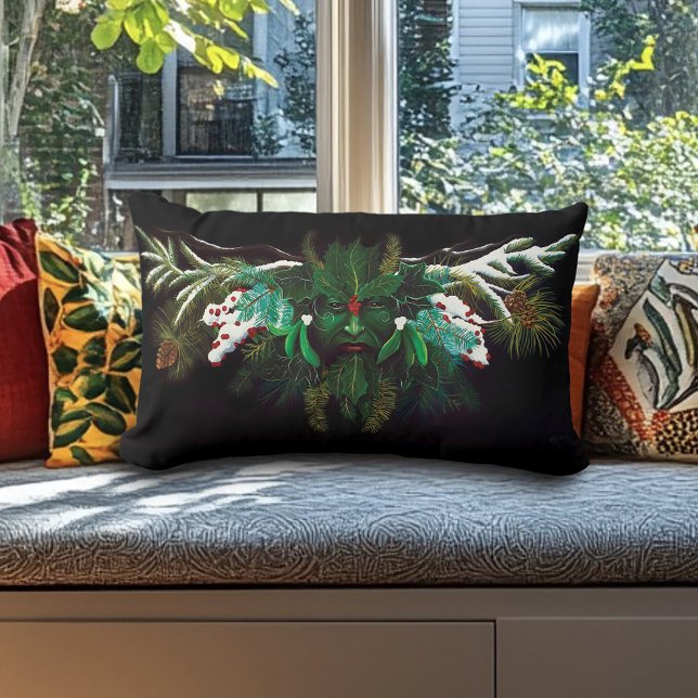 Almofada Lombar Homem Verde de inverno de Natal (Criador carregado)