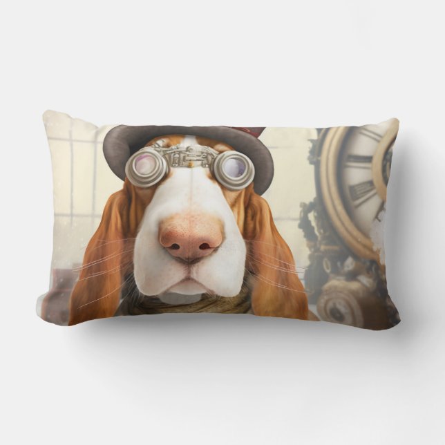 Almofada Lombar Hound Basset Steampunk (Frente)