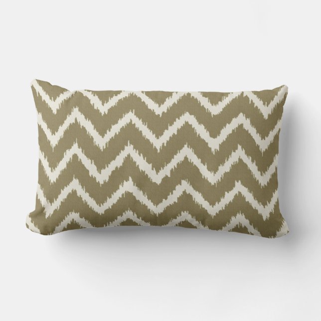 Almofada Lombar Ikat Chevrons - Taupe tan e beige (Frente)