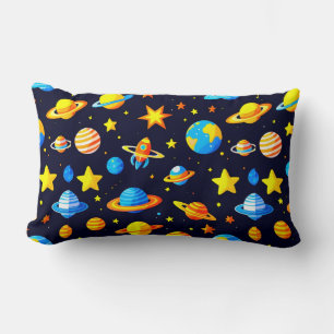 Almofada Lombar Ilustração Colorida do Tema Espacial Com Planetas