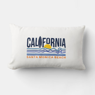 Almofada Lombar Ilustração da Linha de Onda do Surf da Califórnia