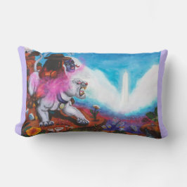 Almofada Lombar Ilustração de Aquarela O Menino Anda Branco Liones