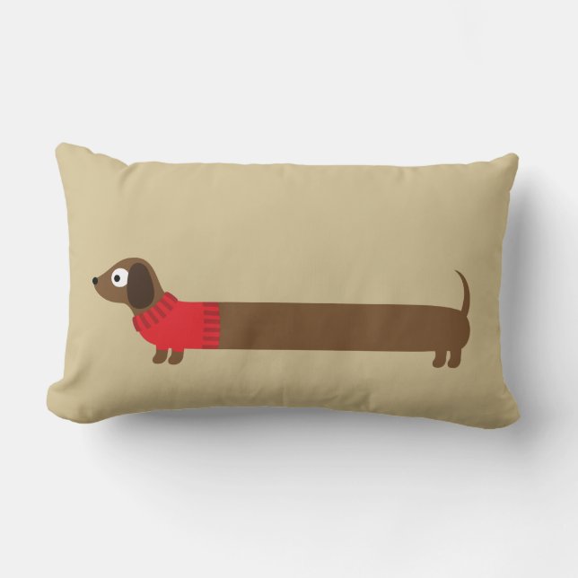 Almofada Lombar Ilustração de Dachshund Longo Cute (Frente)