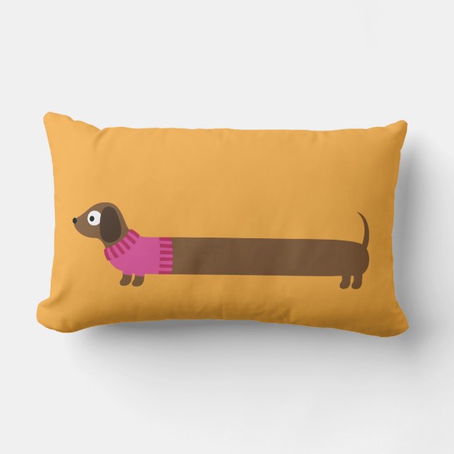 Almofada Lombar Ilustração de Dachshund Longo Cute (Frente)