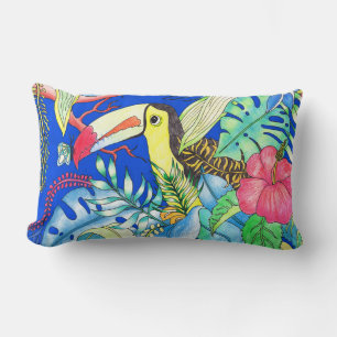 Almofada Lombar Ilustração de Folhagem Tropical Toucan & Jungle