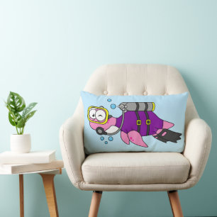 Almofada Lombar Ilustração De Um Mergulhador Scuba Monstro De Loch