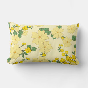 Almofada Lombar Ilustração do Padrão Floral Amarelo Vintage