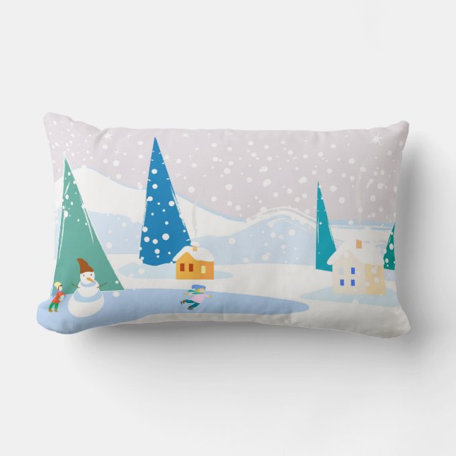 Almofada Lombar Ilustração panorâmica, vetor, maravilhoso inverno  (Frente)
