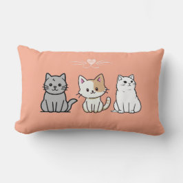 Almofada Lombar Ilustrações de Três Gatos Sentados
