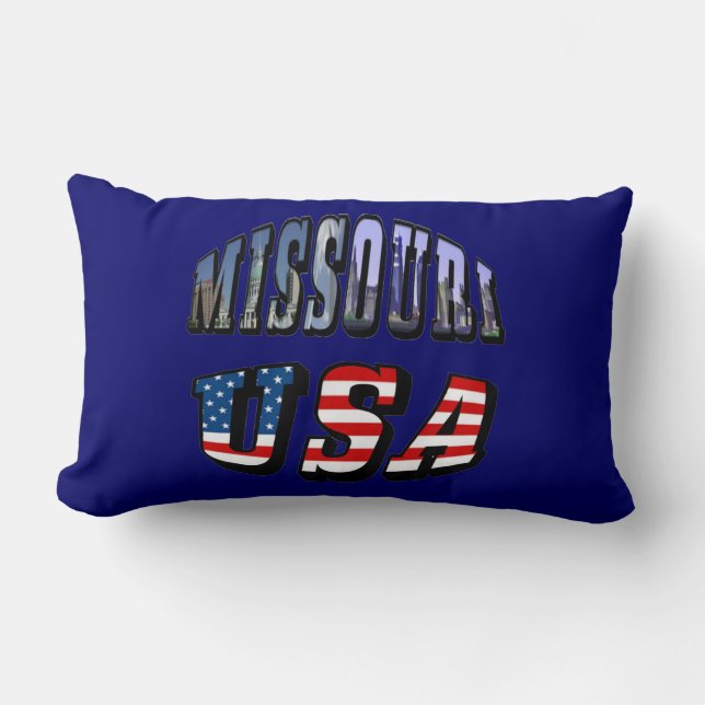 Almofada Lombar Imagem do Missouri e texto dos EUA (Frente)