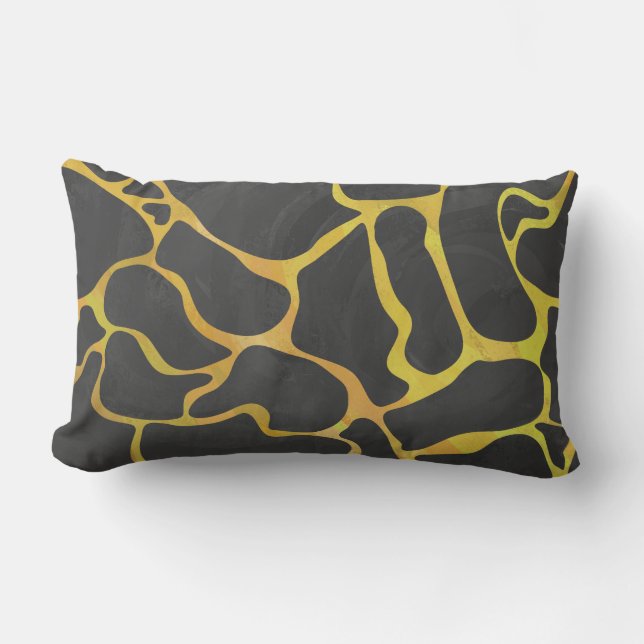 Almofada Lombar Impressão de Girafa Preto e Amarelo (Frente)