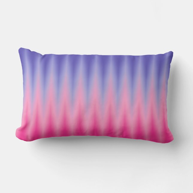 Almofada Lombar Impressão de Ikat ZigZag Azul Rosa (Frente)