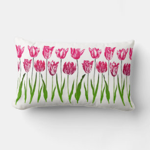Almofada Lombar Impressão de Jardim Tulipas em Fuchsia Pink e Lum