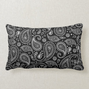 Almofada Lombar Impressão de Paisley Simples Preto e Branco
