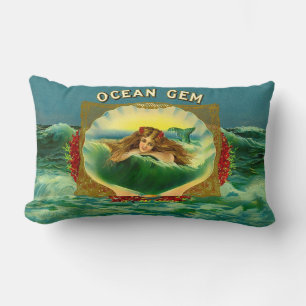 Almofada Lombar Impressão de rótulo de charuto da sereia Ocean Gem