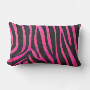 Almofada Lombar Impressão de zebra preto e rosa quente