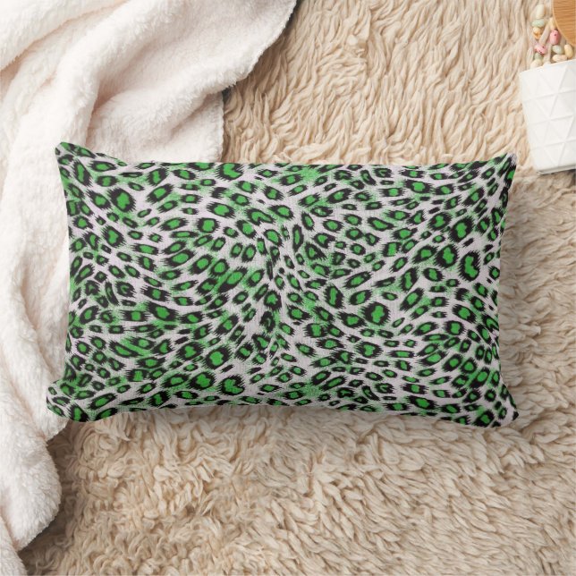 Almofada Lombar Impressão em Na moda verde-leopardo elegante e ele (Cobertor)