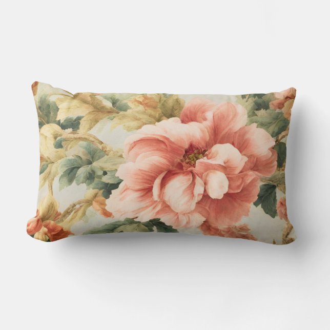 Almofada Lombar Incríveis Flores, Folhas. Pintura (Frente)