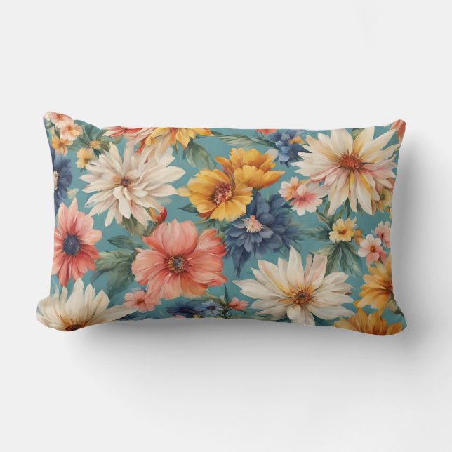 Almofada Lombar Incrível e elegante Flores de Verão (Frente)