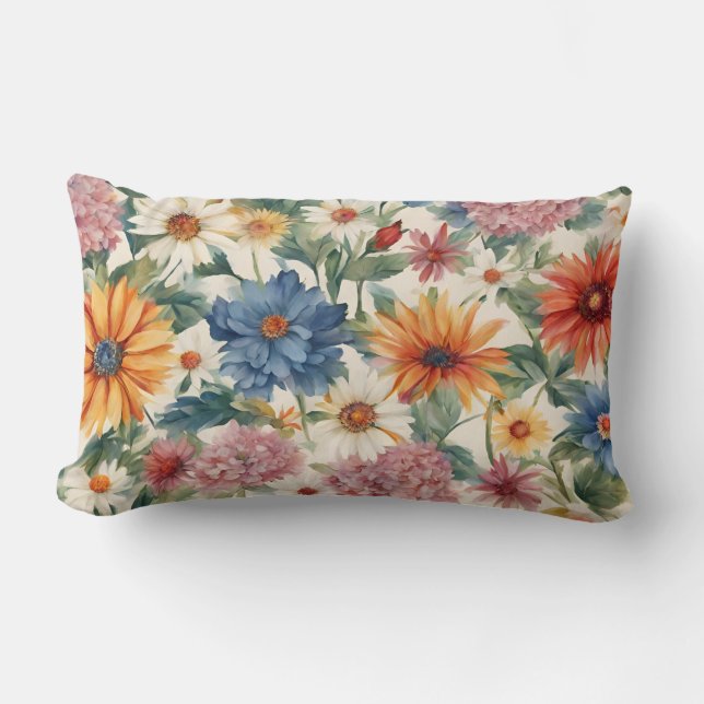 Almofada Lombar Incrível Flores de Jardim de Verão (Frente)