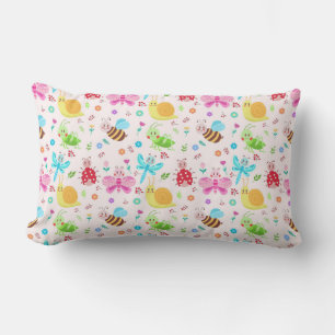 Almofada Lombar Insetos e Flores Brilhantes para Design Infantil