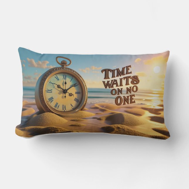Almofada Lombar Inspirational Throw Pillow- Time waits on no one (Frente)